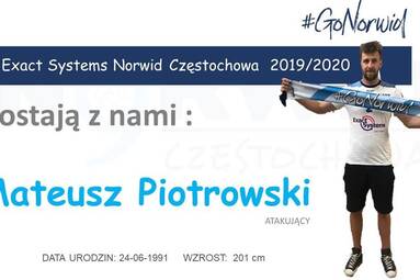 Mateusz Piotrowski przedłużył kontrat z Norwid Częstochowa